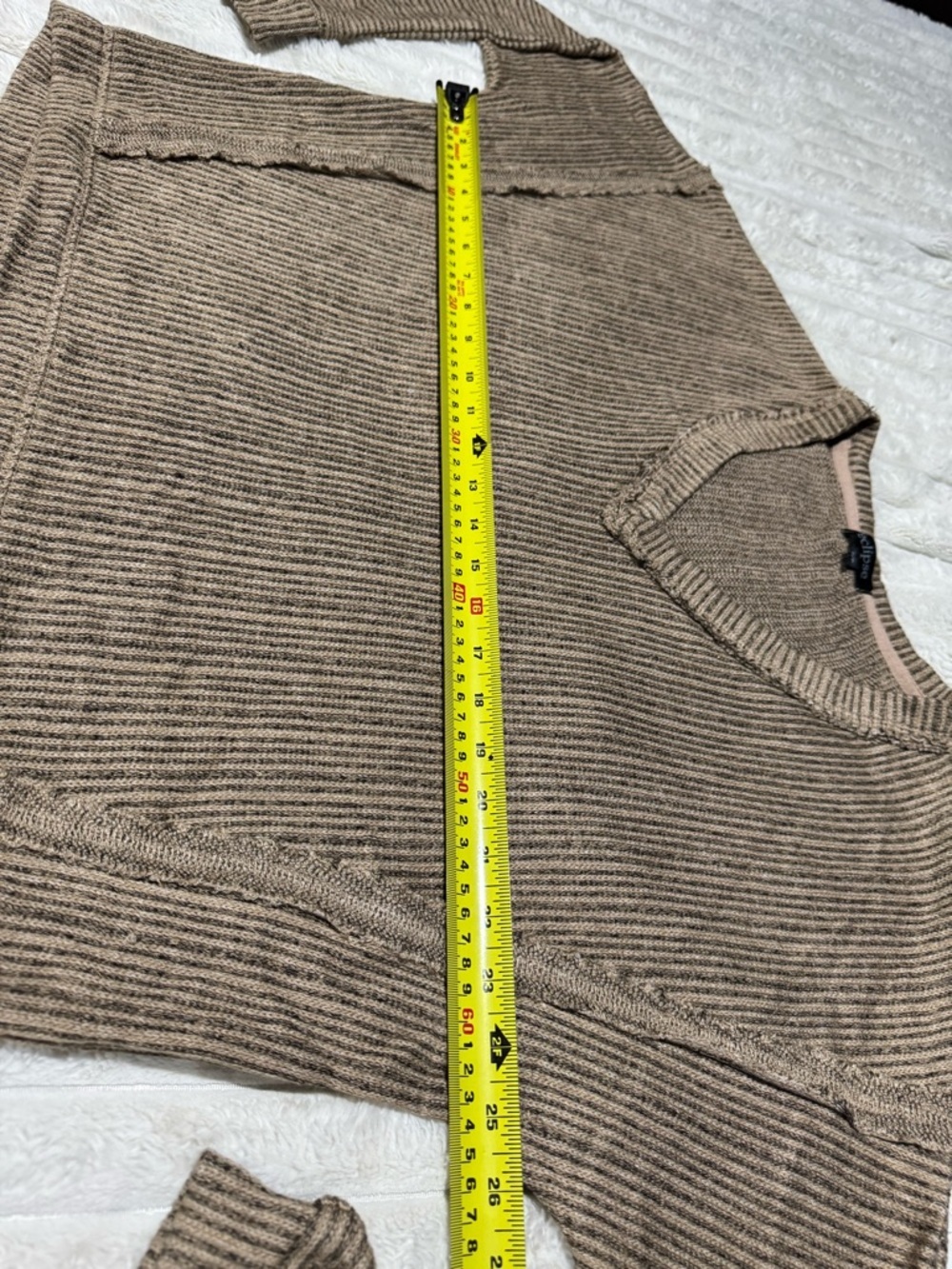 NWOT Eclipse Ribbed V-Neck Sweater in two-tone Brown - Picture 10 of 12